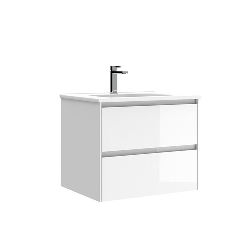 Perla Wall-Mounted Single Bathroom Vanity Set, Glossy White, 24"