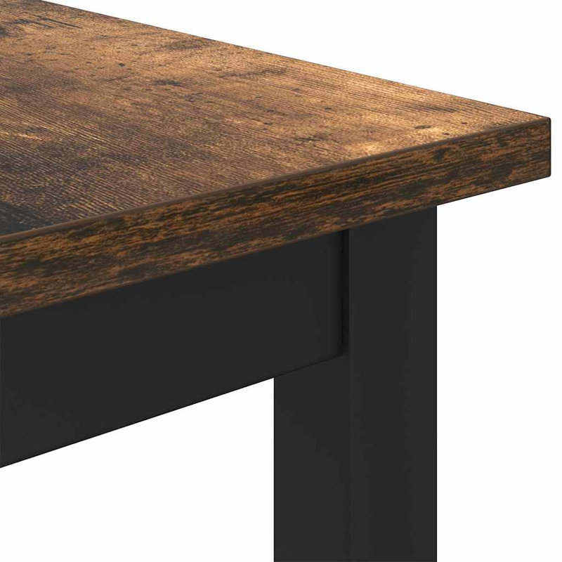 Rectangular Dining Table with Steel Base, Smoked Oak