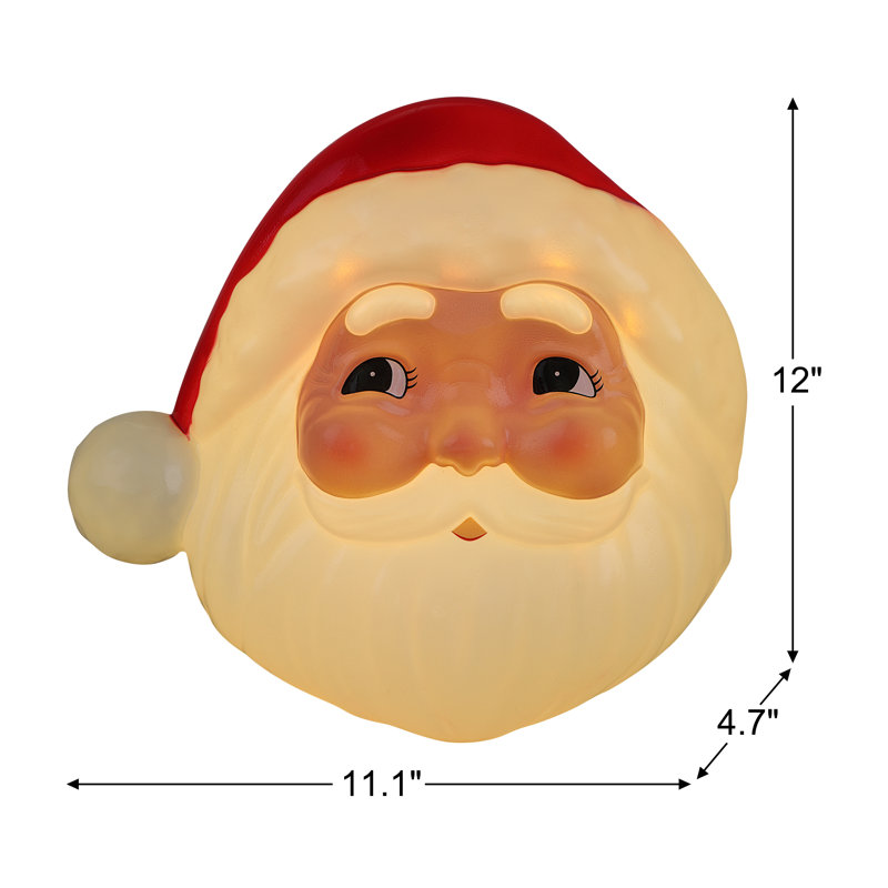 Santa Claus Red and White Plastic Lit Tree Topper