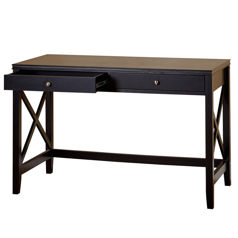 Derrik Solid Wood Base Writing Desk, Black