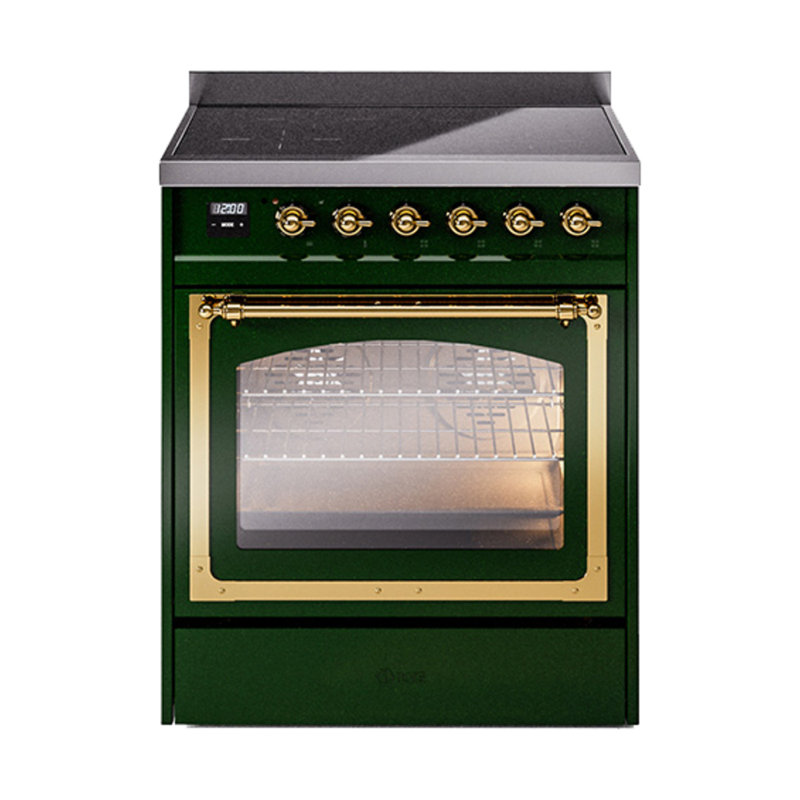 ILVE Nostalgie II Noblesse 30 in Induction Range, Emerald Green/Brass