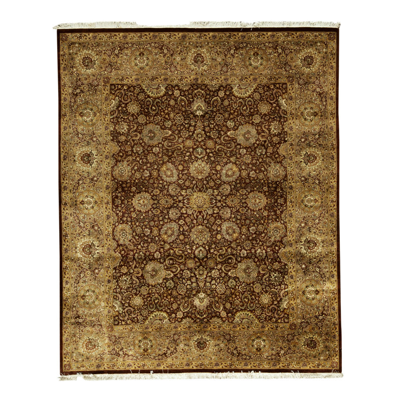 Tapis brun et vin de haute qualité noué à la main