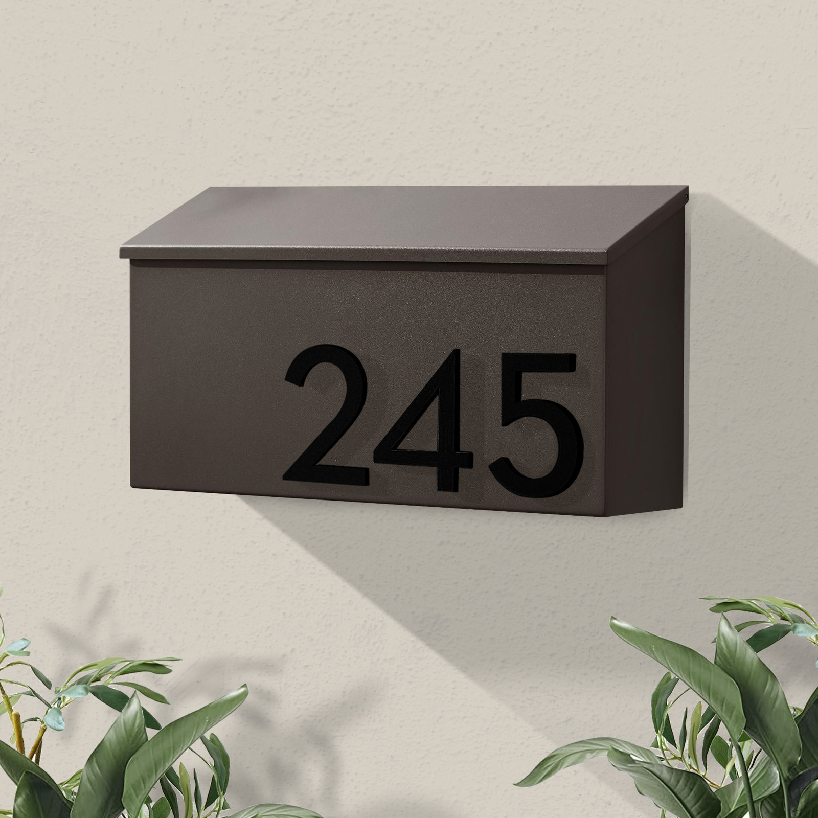 The OG Wall Mounted Steel Mailbox, Brown, Black, Yes