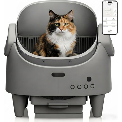 Automatic Self-Cleaning Cat Litter Box with Open-Top Design, App-Controlled Electric Litter Box for Multiple Cats, Adjustable Entry Height, Multi-Sensor Safety System, Includes 1 Roll Trash Bags