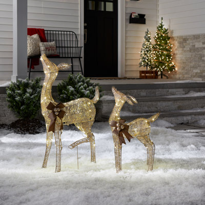 Fawn with Doe with LED Lights