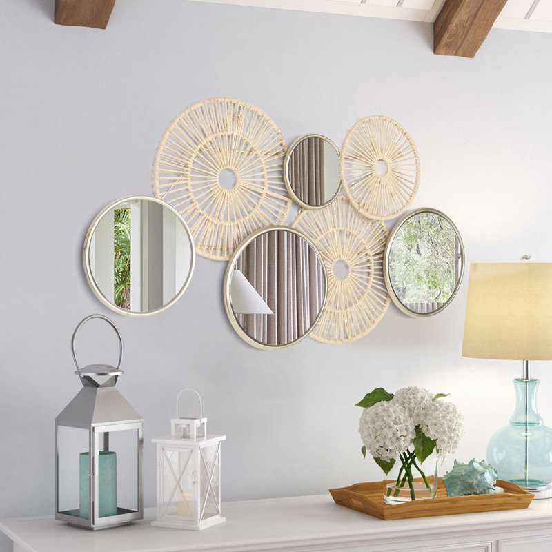 Ensemble de miroirs muraux 37,4 po Boho, Fabric Mirror