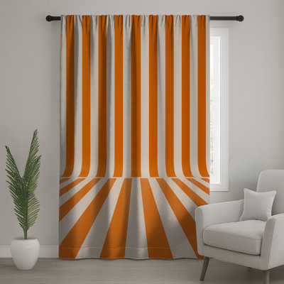 Rideaux à rayures verticales orange, voilages et voilages à rayures - 1 panneau