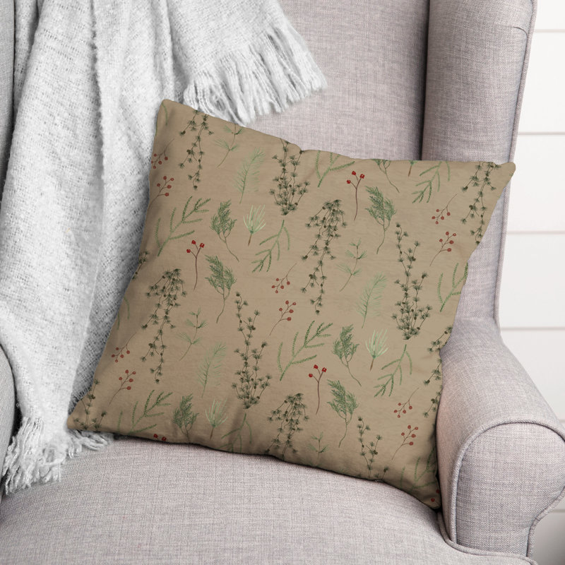 Floral Throw Pillow, Brown