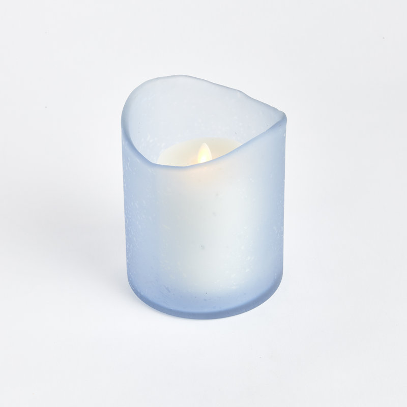 Hurricane Candle Holder, Blue,  6" H x 5" W x 5" D