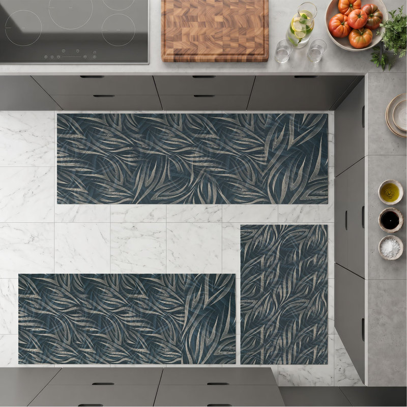 Palm Leaf Non-Slip Washable Kitchen Mats