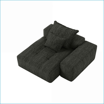 Canapé modulaire modulaire capitonné moderne chenille étincelante - gris clair / beige / noir / bleu marine pour les salles familiales | Noir | Mousse et ressort