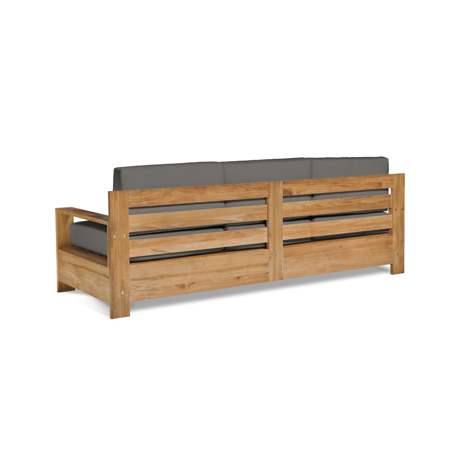 Miguelina 87" Sunbrella® Patio Sofa, Charcoal Grey Sunbrella®, Natural Wood