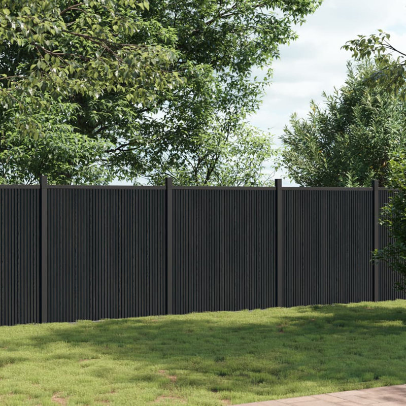 Fence Panel Grey WPC, 186cm H x 526cm W