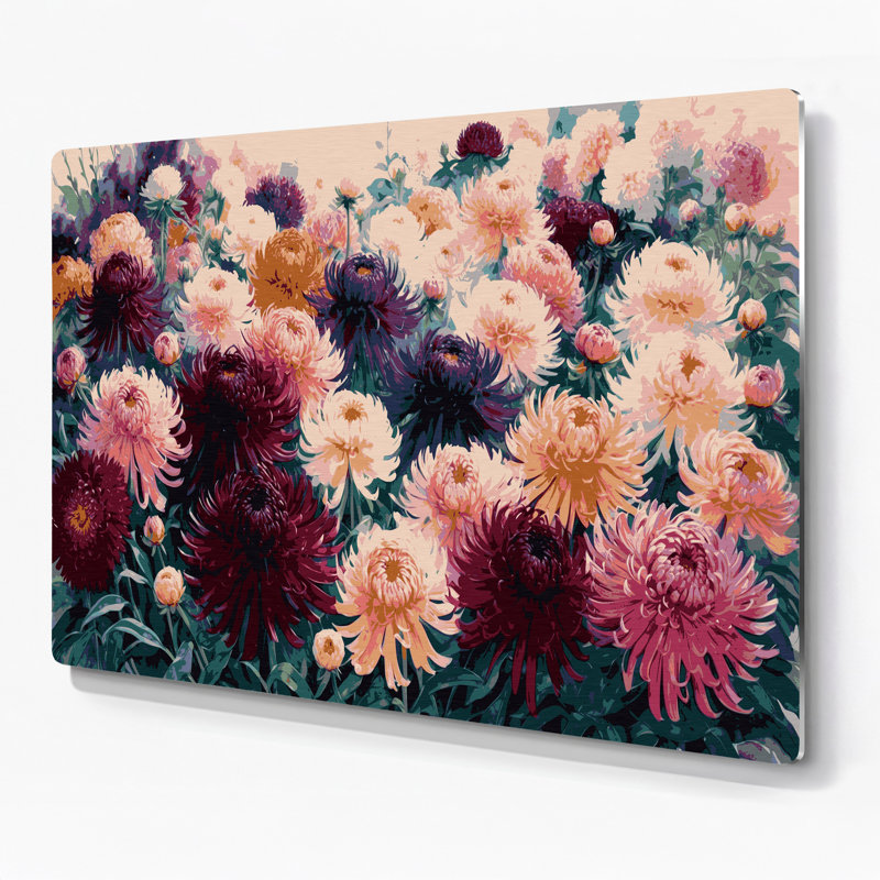 «Botanical Chrysanthemums», art mural en métal brun, H 24 po x l 36 po