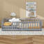 Wood Twin Bed Frame With Fence Guardrails-113587538
