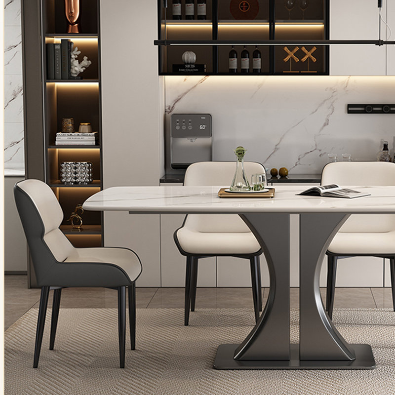 Durable Rock Slab Dining Table Sets., 29.53"H x 78.74"L x 35.43"W