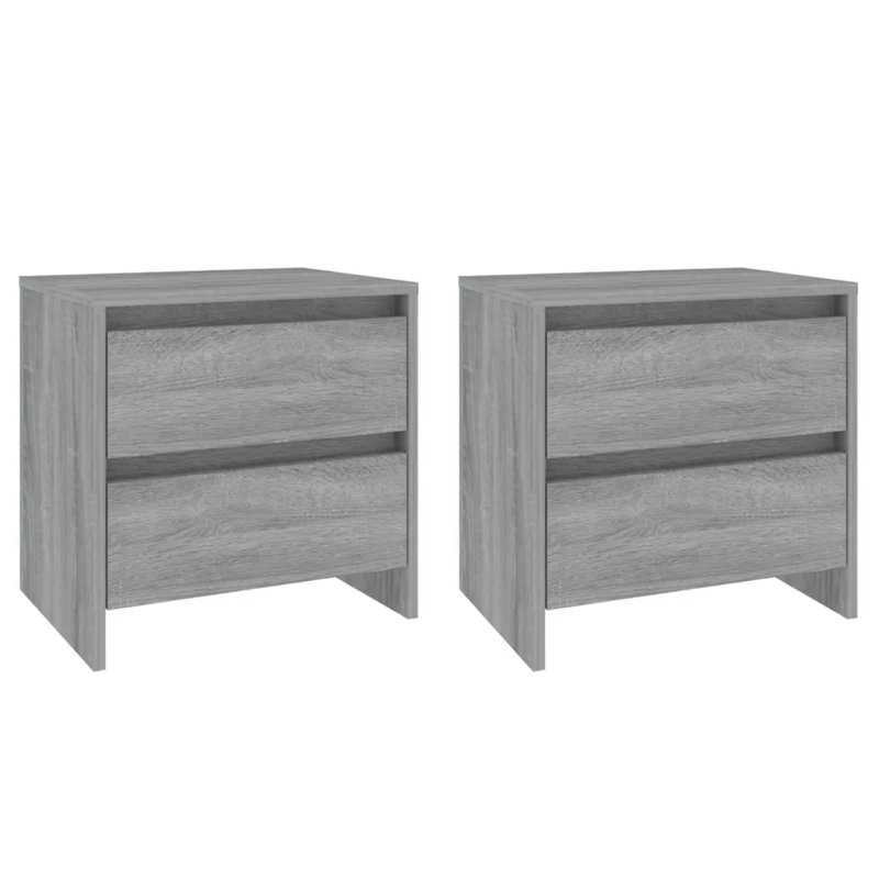 Georgan 45cm W Particle Board / Chipboard Bedside Table, Grey, Set of 2