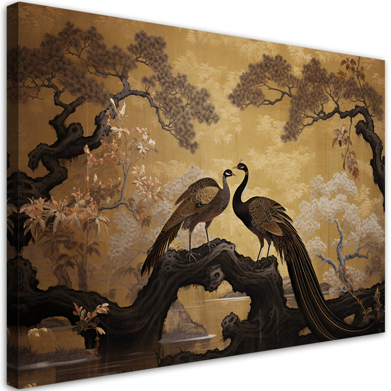 Peacock Bonsai Tree - Wrapped Canvas Print, 60cm H x 90cm W