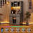 Farmhouse 72" Coffee Bar Cabinet with LED Light and Power Outlet, Large Kitchen Hutch with 3 Drawers, Wine Glass Rack, and Sliding Barn Door, Tall Wine Cabinet for Home Bar-79328014
