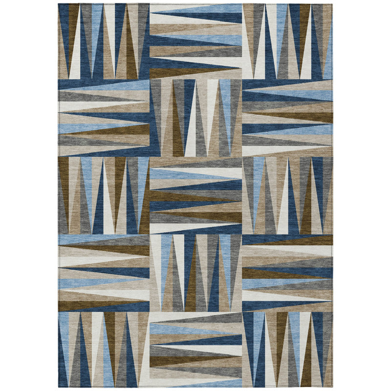Azura Navy Washable Indoor-Outdoor Rug - , 9' x 12'