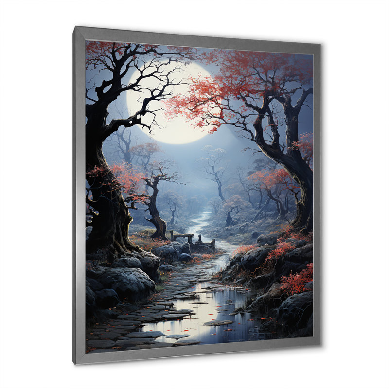 Moonlit Shadows In Winter V sur impression sur toile, Cadre photo argenté, H 32 po x l 24 po x P 1 po