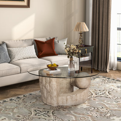 Table basse ronde à plateau en verre