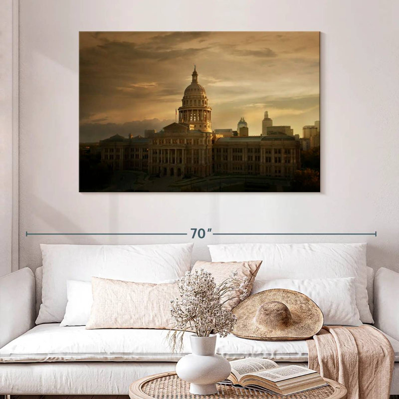 Coucher de soleil au Texas State Capitol, H 32 po x l 48 po