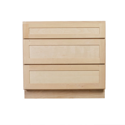 Unfinished Ready To Assemble Solid Wood Shaker Kitchen Base Cabinet — 18″ W x 34.5″ H × 24″ D, Three Drawers — DB18