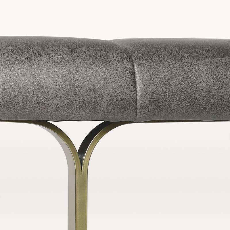 Table basse rembourrée en cuir végétalien avec base en métal Lorinda, Plomb
