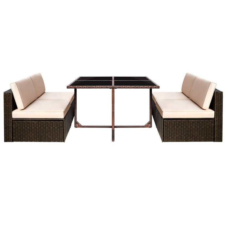 Ensemble de salle à manger rectangulaire pour 4 personnes 43 po Fransje, Beige