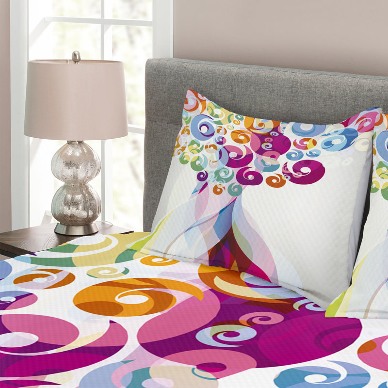 Free Abstract Bedspread with Pillow Shams, 220 x 264 cm