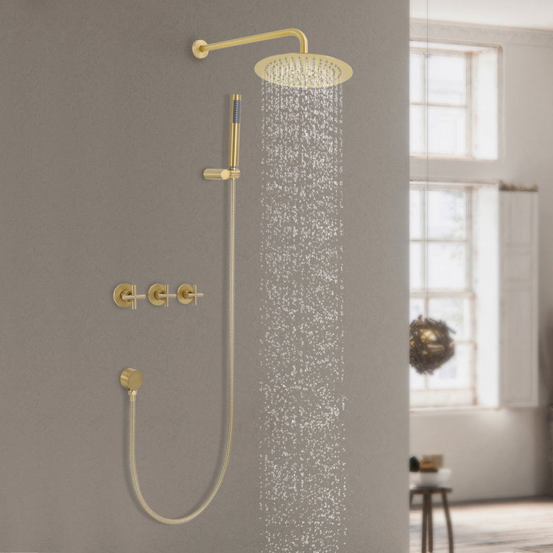 10-Inch Shower Kit With Handheld Spray, Gold