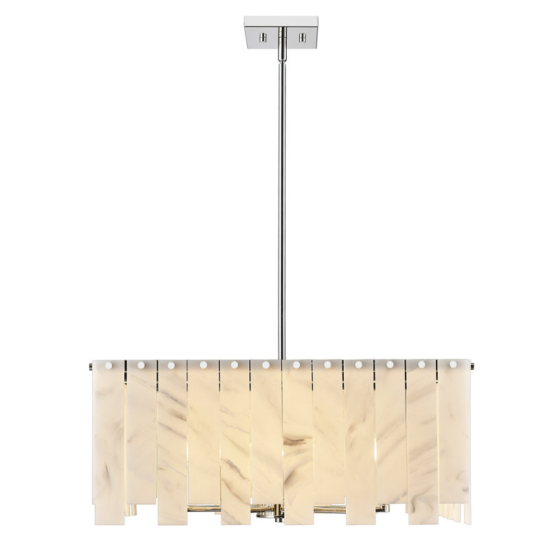 Luminaire suspendu rectangulaire 8 lumières, Nickel poli