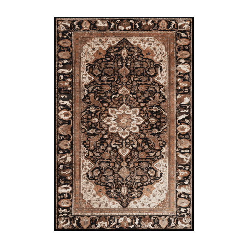 Tapis brun lavable à la machine, Rectangulaire 3 pi x 5 pi