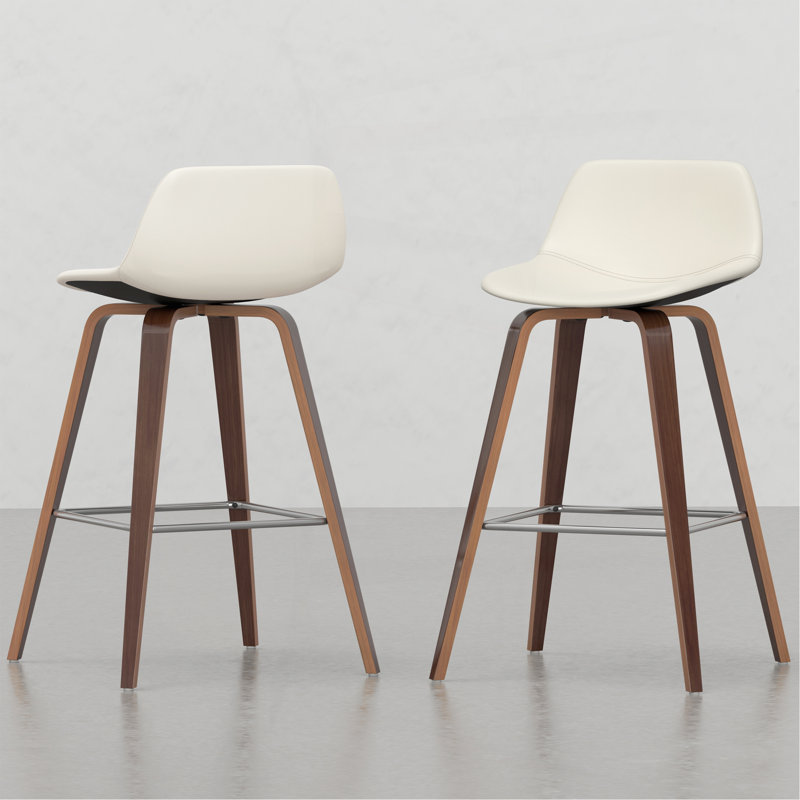 Harvard Bentwood Counter/ Bar Height Stool (Set Of 2), White Seat/ Brown Frane 