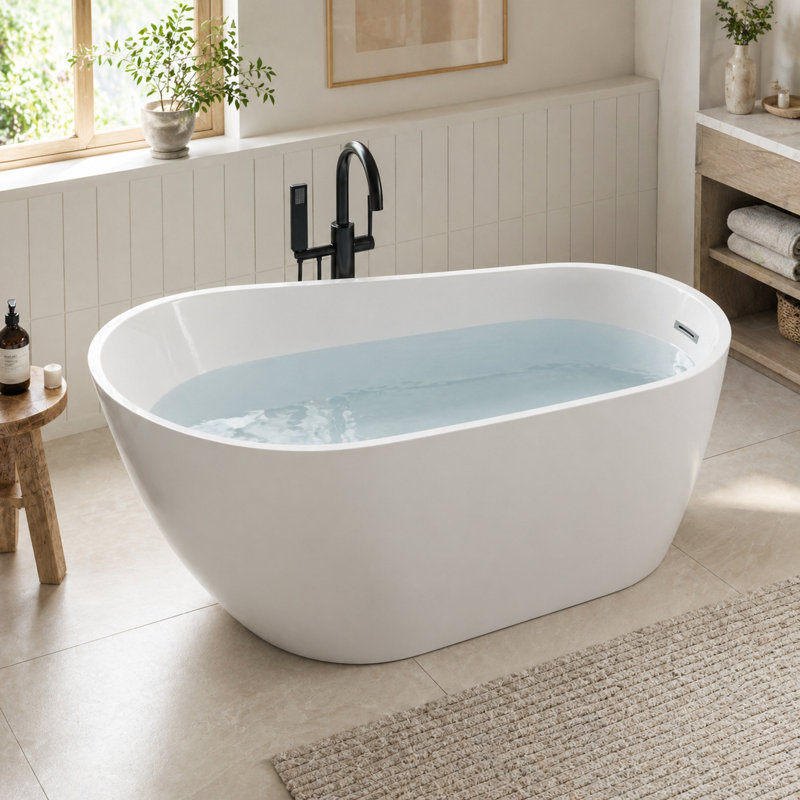 59" x 30"  Freestanding Soaking Acrylic Bathtub