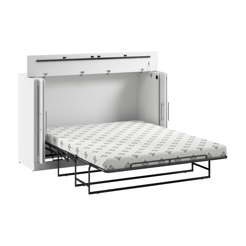 Arlex Murphy Cabinet Bed with Mattress, Queen, White