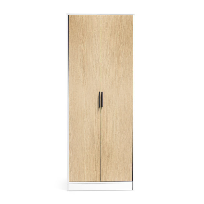 Aaidyn 2 Door Manufactured Wood Wardrobe, White/Oak