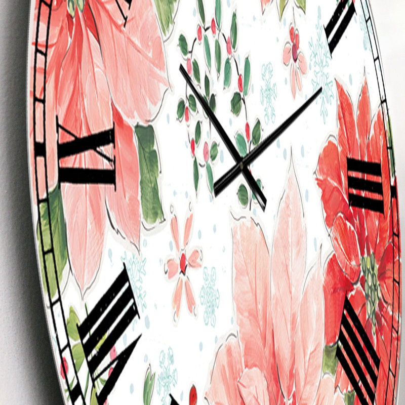 Country Flower flocons de neige I - Horloge murale traditionnelle, Petit