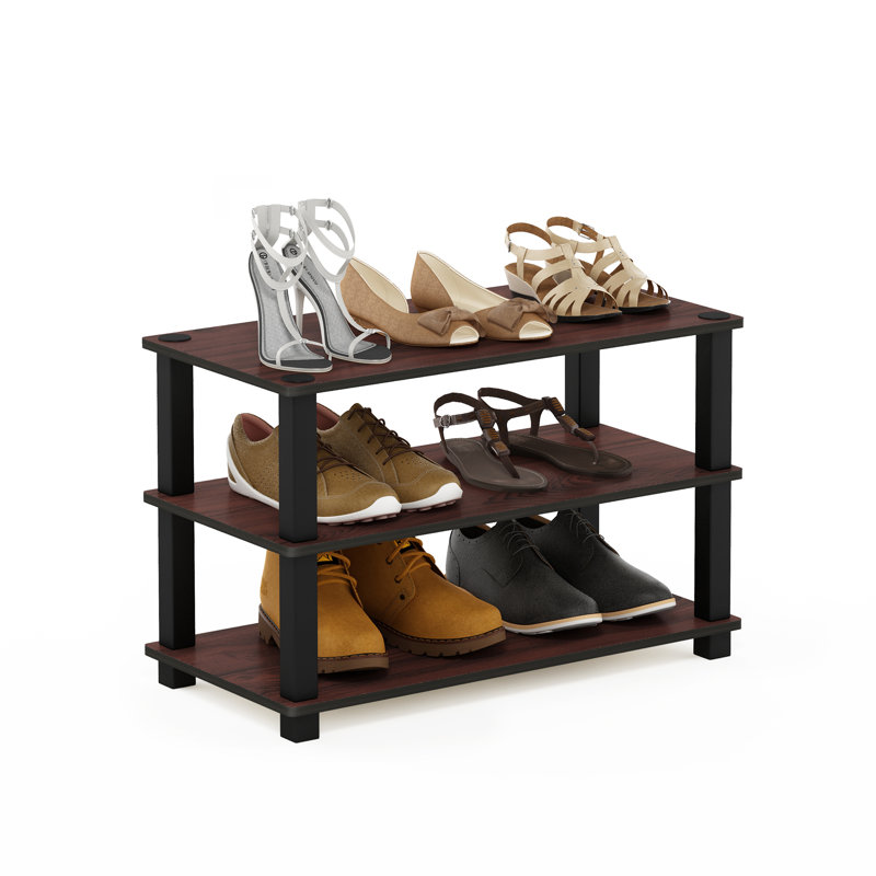 9 Pair Stackable Shoe Rack, Dark Cherry