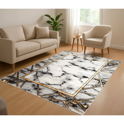 Monaco Series Abrstract Black/Gray/Ivory/Beige Area Rug