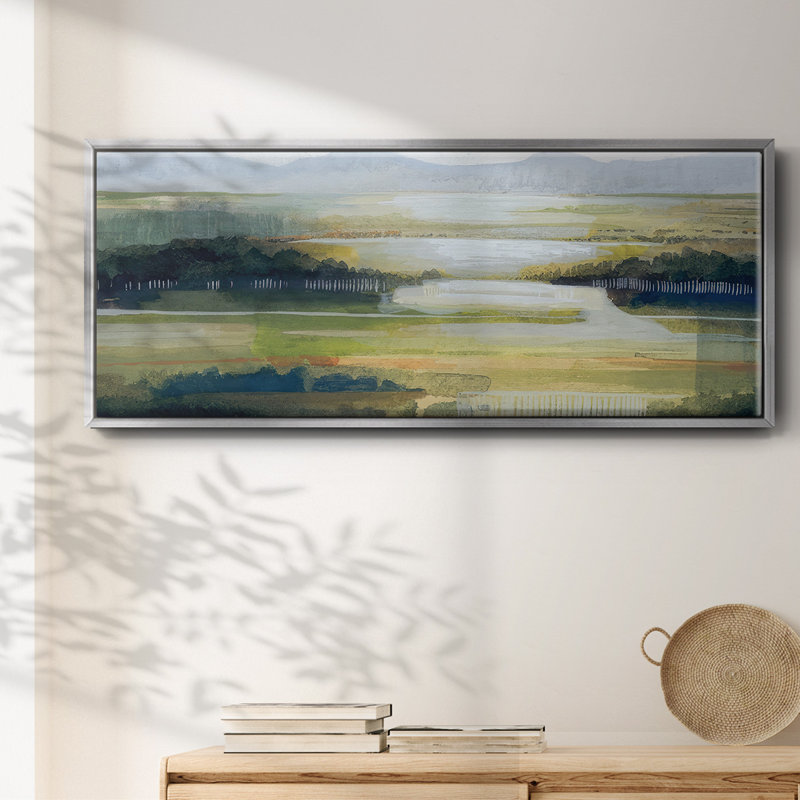 Lime Strata II- Framed Canvas, 24" H x 60" W