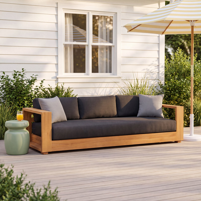 Leon 86.6" Wide Eucalyptus Patio Sofa