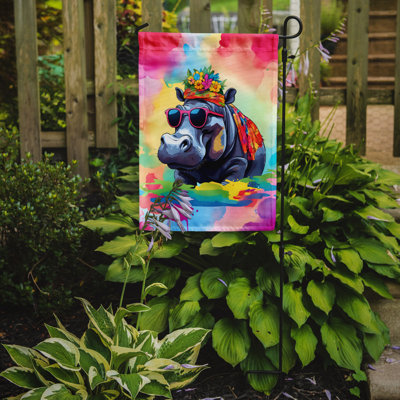 Drapeau de jardin hippopotame hippie