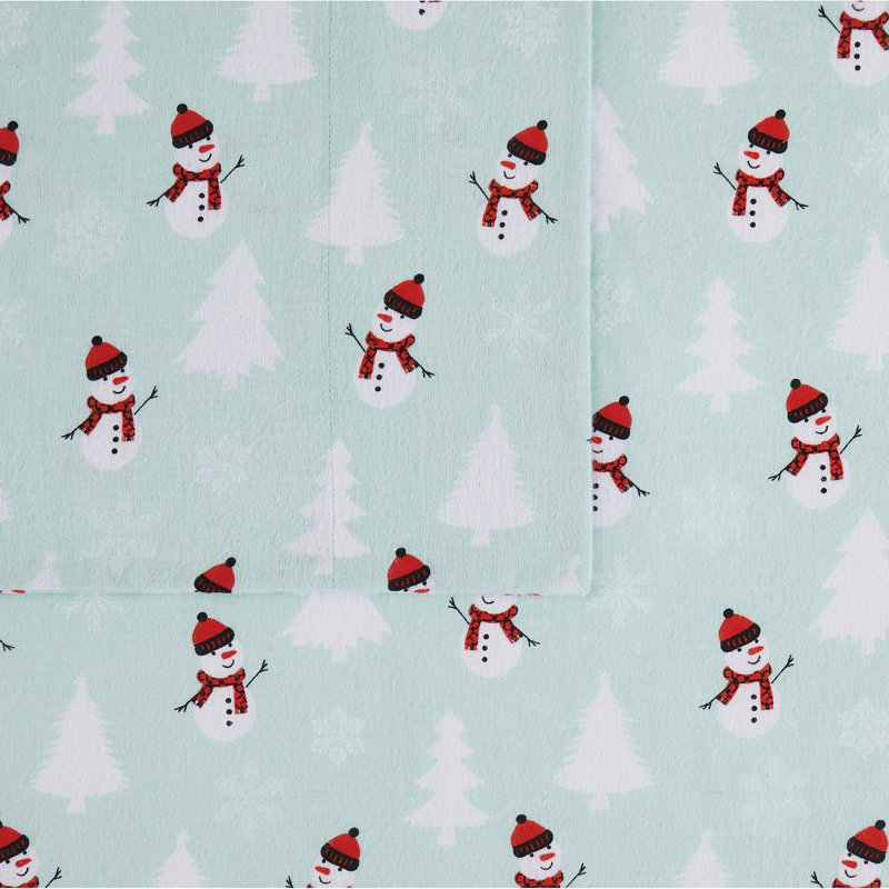 Ensemble de draps en flanelle Trely Soft Snowman Wonderland, Simple