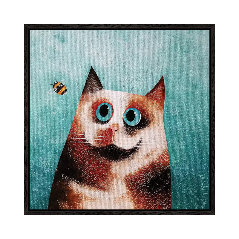 Bebe and Bee by Vicky Mount - Floater Frame Graphic Art on Canvas, Black Framed Canvas, 45.72 cm H x 45.72 cm W