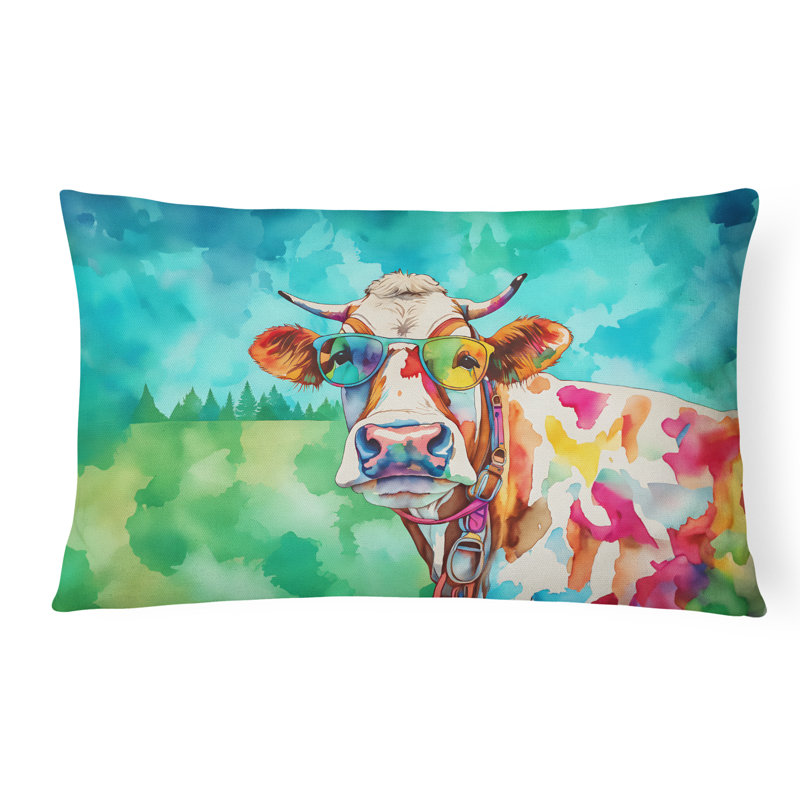 Hippie Animal Cow Throw Pillow