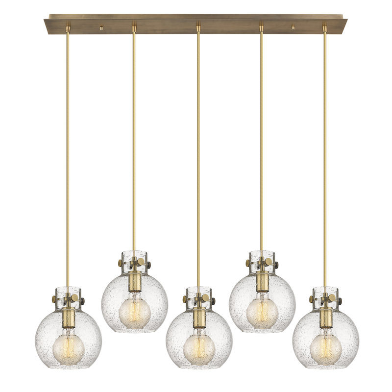 Luminaire suspendu sphère 5 lumières Amrith, Laiton brossé, Bullé