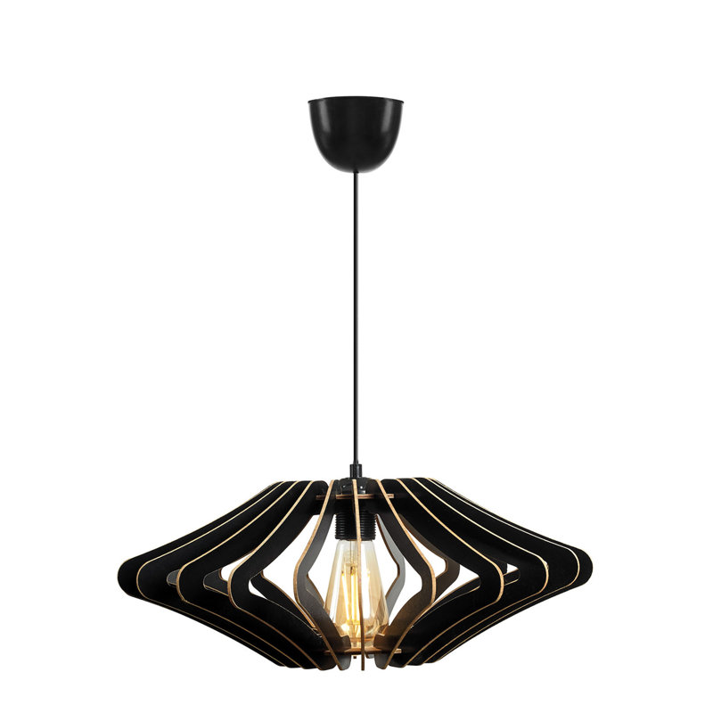Élégant lustre noir Big Angel, hauteur réglable 21,7 po | Corps en panneau de fibres à densité moyenne massif, diamètre du capuchon: 23,2 po, douille E27 maximale de 40 W | Design scandinave, parfait pour les salons et salles à manger modernes, éclairage intérieur élégant