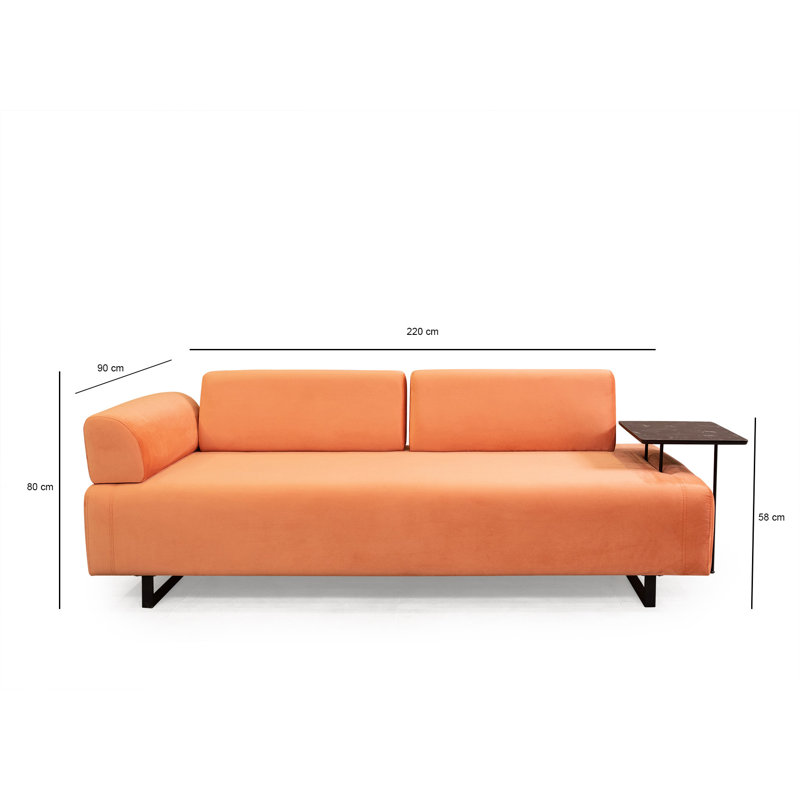 Canapé-lit rembourré 86,6 po Haylo, 100 % polyester orange